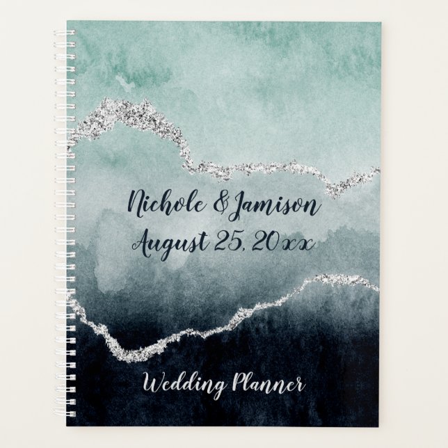 Agenda Boda de Agentes de Geode verde azulado, Esmeralda, (Anverso)