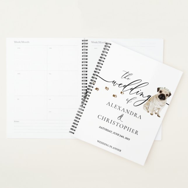 Agenda BODA de amor de perro perrito PUG (Demostración)