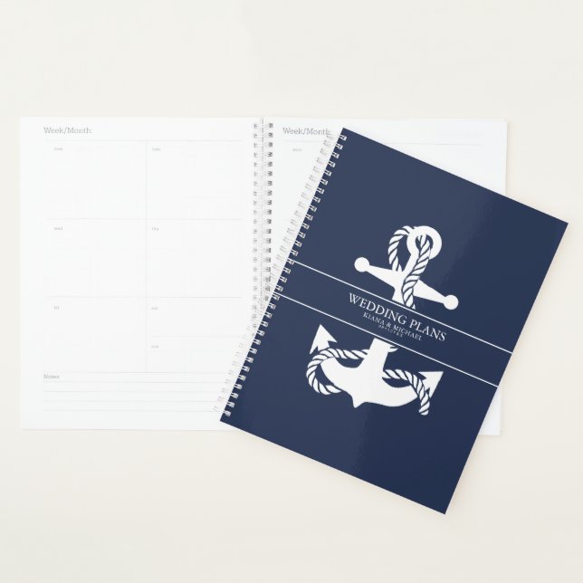 Agenda Boda de anclaje de onda azul V2 Wht/Navy ID836 (Demostración)