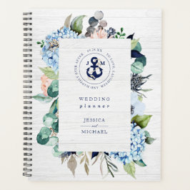 Agenda Boda De Anclaje Náutico Floral De Acuarela Rústica