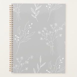 Agenda Boda de Boho Floral Blanca Plateada