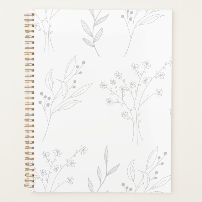 Agenda Boda de Boho floral plateado (Anverso)