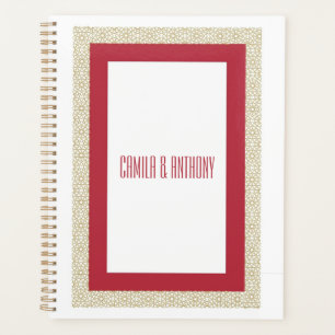 Agenda Boda de borde geométrico islámico rojo