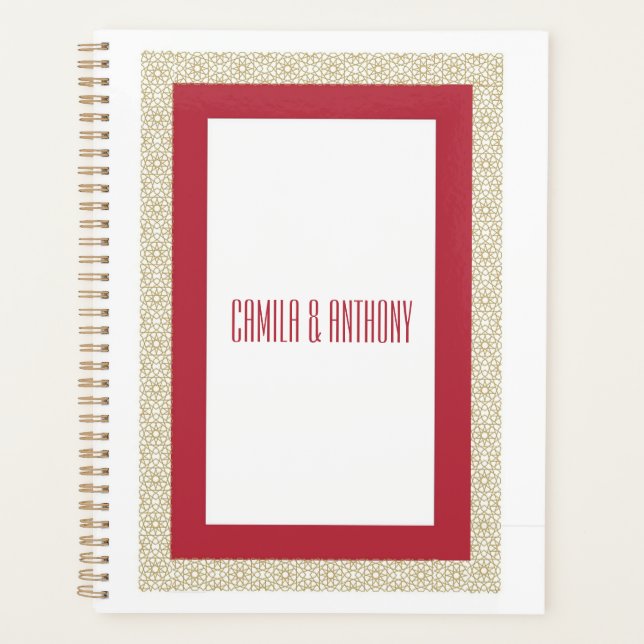 Agenda Boda de borde geométrico islámico rojo (Anverso)