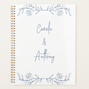 Agenda Boda de borde superior de Blue Floral Boho