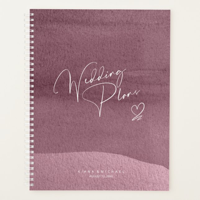 Agenda Boda de caligrafía planea Mauve ID771 (Anverso)