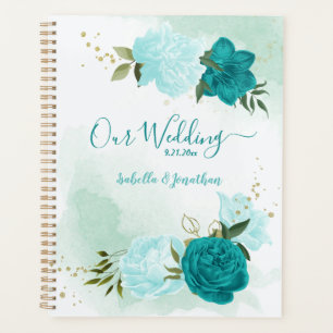 Agenda boda de color turquesa y azul claro