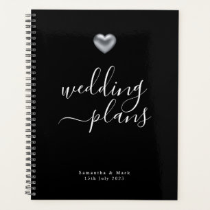 Agenda Boda de corazón plateado simple y moderno
