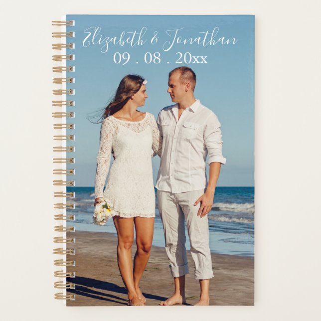 Agenda Boda de destino de foto personalizada (Anverso)