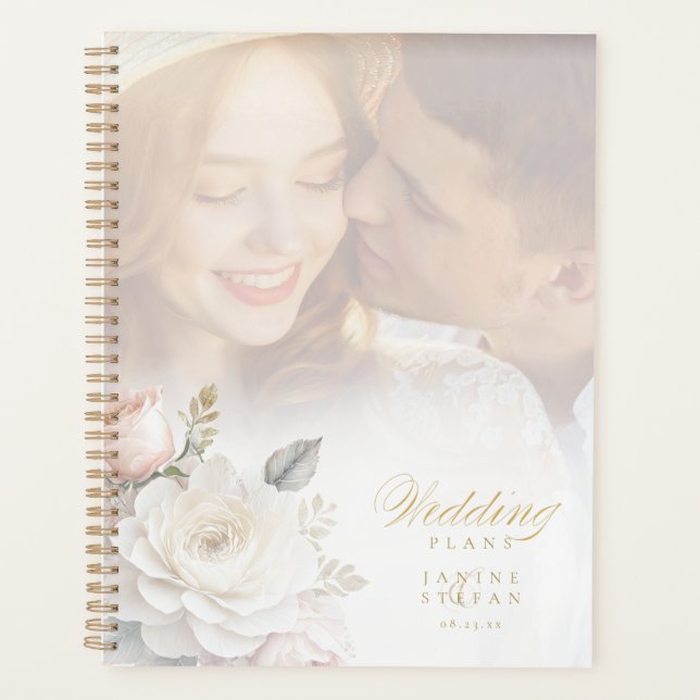 Agenda Boda de drama floral Foto de bienvenida ID1022 (Anverso)