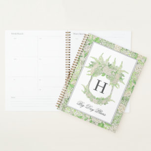 Agenda Boda de Escudo de hidrangea blanca y verde acuarel