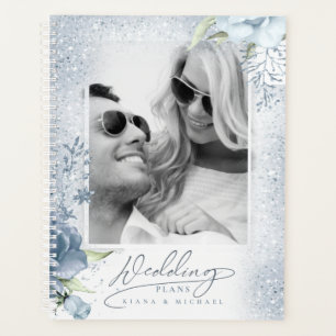 Agenda Boda de espárragos florales Dusty Blue ID889