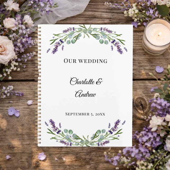 Agenda Boda de eucalipto con florales de lavanda (Subido por el creador)