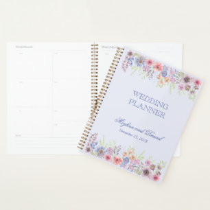 Agenda Boda de flores silvestres moradas y azules