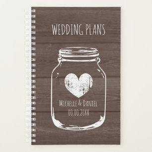 Agenda Boda de fondo del panel de madera del tarro de mas