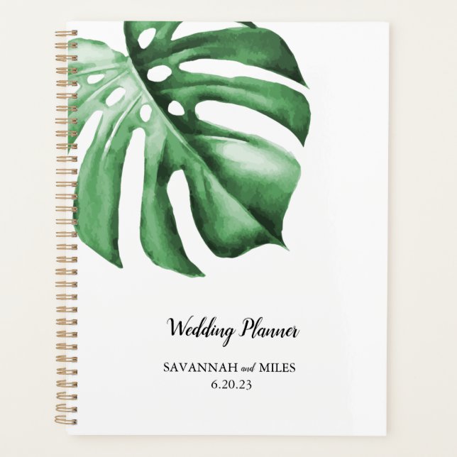 Agenda Boda de hoja de vegetación tropical/libro de plani (Anverso)