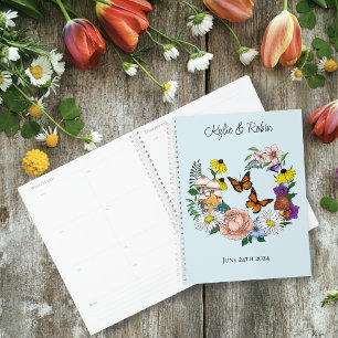 Agenda Boda de hongos azules florales de flores silvestre