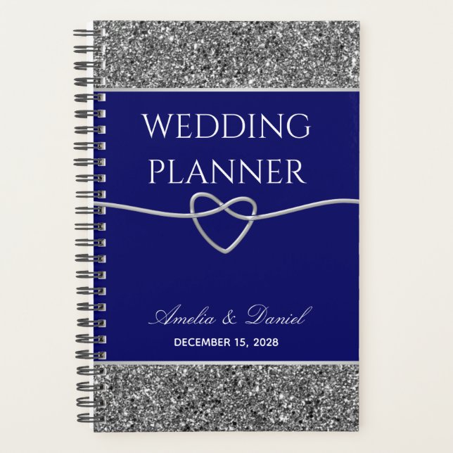 Agenda Boda de invierno azul real (Anverso)