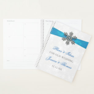 Agenda Boda de Invierno Diamante Snowflake & Blue Ribbon