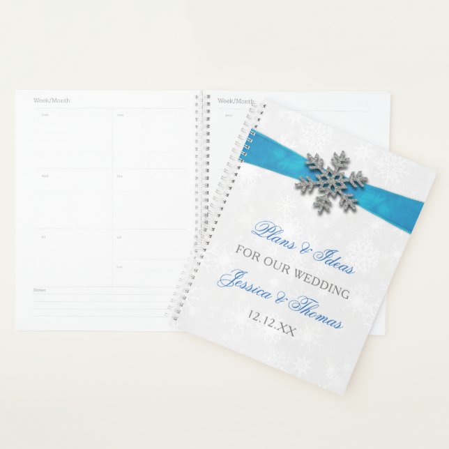 Agenda Boda de Invierno Diamante Snowflake & Blue Ribbon (Demostración)