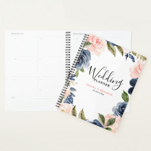 Agenda Boda de la Marina Azul Rubor Rosa Rosa Boho