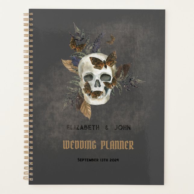 Agenda Boda de las mariposas florales góticas del cráneo (Anverso)
