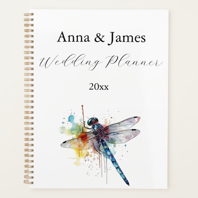 Agenda Boda de libélula, personalizada (Anverso)