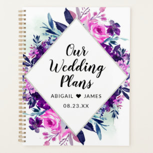 Agenda Boda de marco de diamante violeta floral encantado