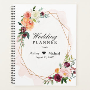Agenda Boda de marco geométrico Rubor Floral Gold