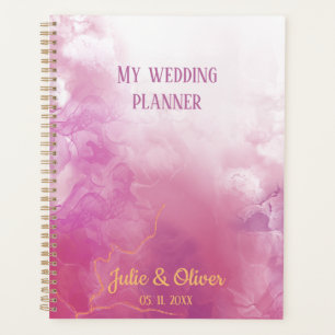 Agenda Boda de nombres personalizados de tinta rosa