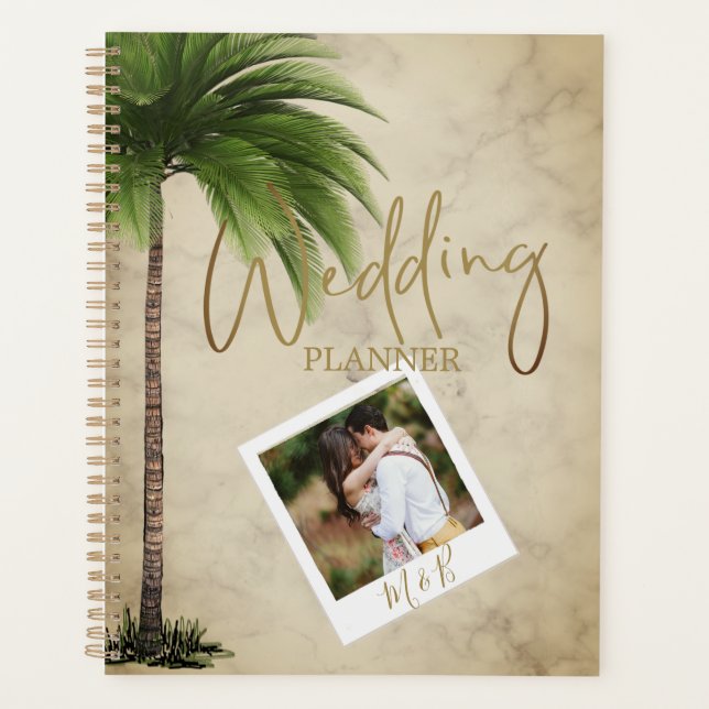 Agenda Boda de oro elegante de fotografía de árbol de pal (Anverso)