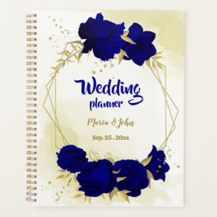Agenda boda de oro floral azul real