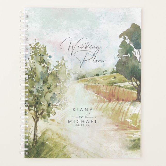 Agenda Boda de paisajes acuáticos Sage Green ID786 (Anverso)