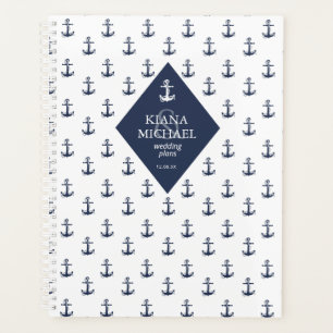 Agenda Boda de patrón de anclaje de onda azul ID836