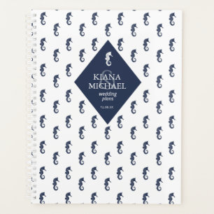 Agenda Boda de patrón de caballete de mar de onda azul ID