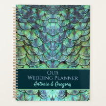 Boda de plumas de pavo real vibrante de Aqua