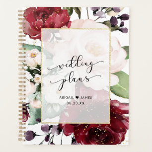 Agenda Boda de Relieve metalizado dorado de acuarela flor