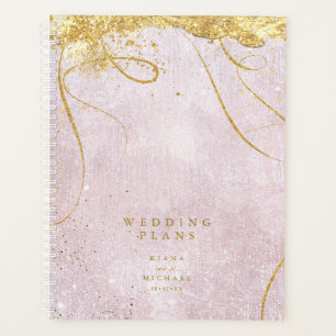 Agenda Boda de resumen de oro de líneas finas Mauve ID867