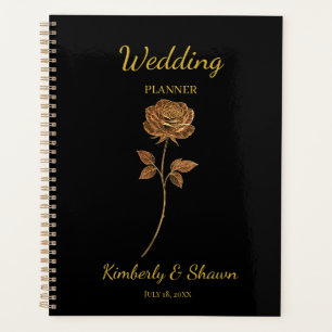 Agenda Boda de Rosa Simple Fecha de Boda y Nombres de Par