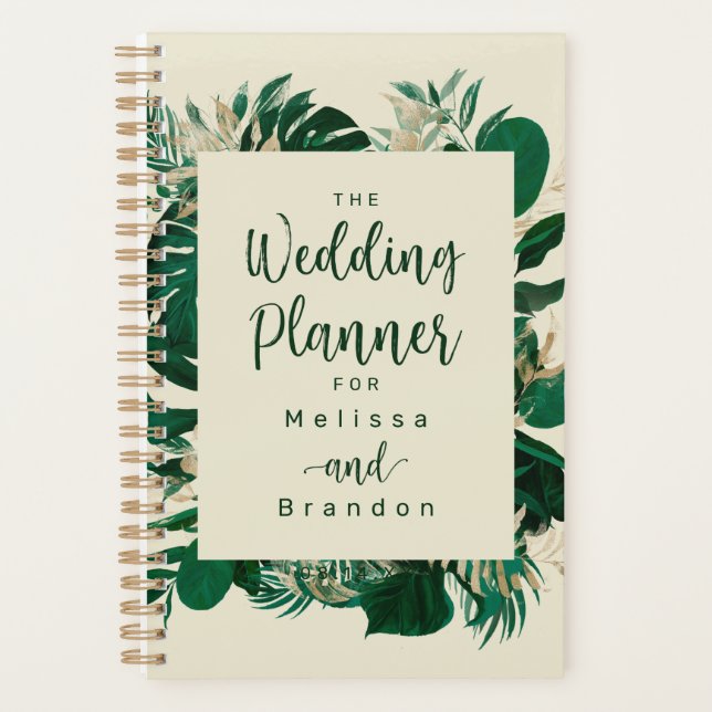 Agenda Boda de temas tropicales de la vegetación en las h (Anverso)