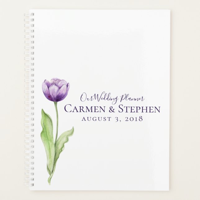 Agenda Boda de tulipano simple púrpura minimalista (Anverso)