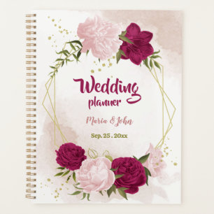 Agenda Boda de vegetación de flores magenta y rosa