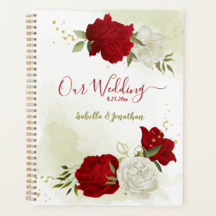 Agenda boda de vegetación floral blanca roja