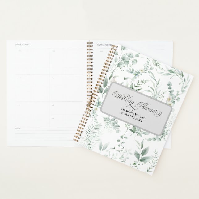 Agenda Boda Elegante Caligrafía Verde (Demostración)