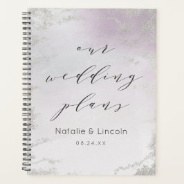 Agenda Boda escarpado de Relieve metalizado plateado púrp