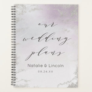 Agenda Boda escarpado de Relieve metalizado plateado púrp