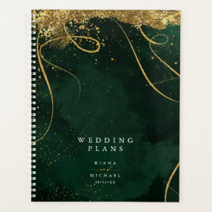 Agenda Boda Esmeralda ID867 de resumen de oro de líneas f