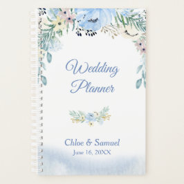 Agenda Boda floral azul acuarela