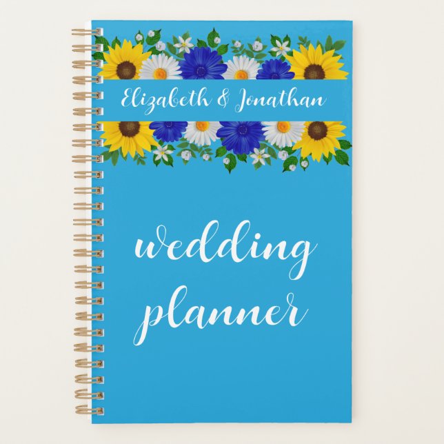 Agenda Boda floral azul cielo de verano (Anverso)