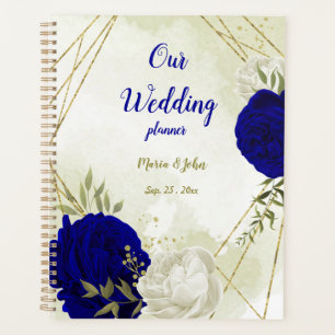 Agenda Boda floral azul real y blanco